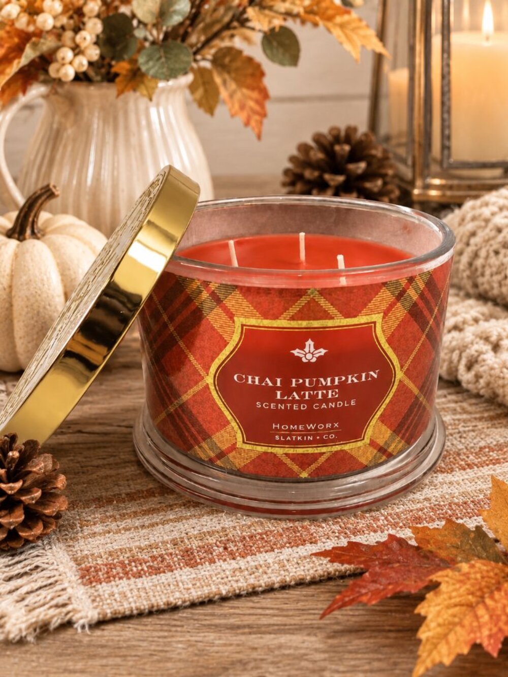 HomeWorx by Slatkin + Co. Chai Pumpkin Latte 4-Wick Scented Candle – 18 oz